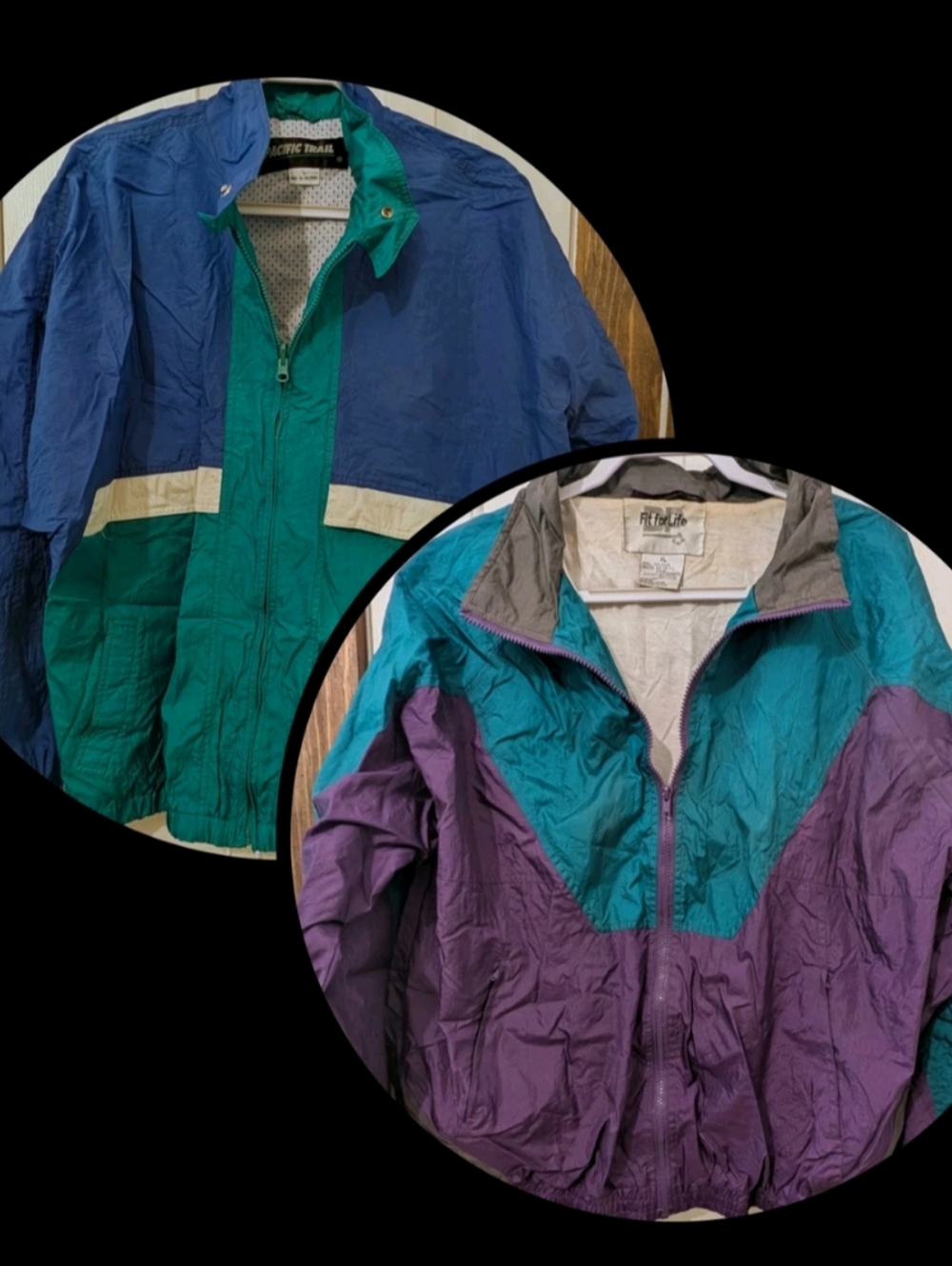 Lot 2 Vintage Women's Windbreaker Jackets Colorful Zip 80s 90s Ladies Size L XL